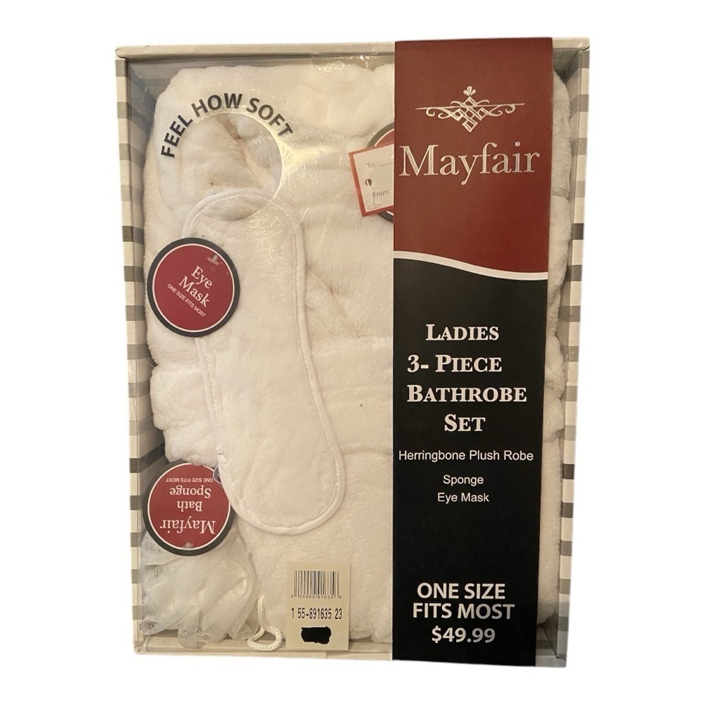 Mayfair 3 Piece White Bathrobe Set